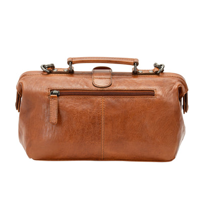The Sawyer Doctor's Bag — Vintage Washed Leather Top Handle Satchel (Cognac) - Greenwood Leather