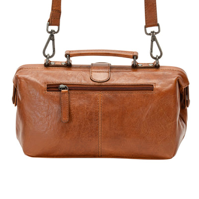 The Sawyer Doctor's Bag — Vintage Washed Leather Top Handle Satchel (Cognac) - Greenwood Leather
