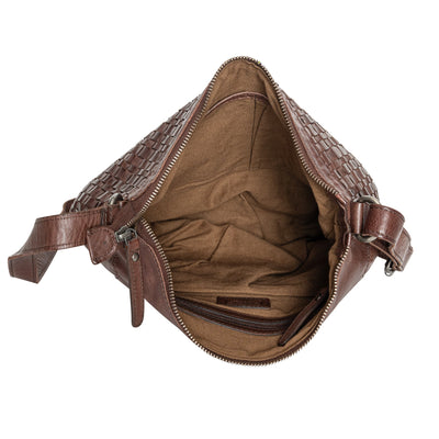 The Winslow Shoulder Bag — Vintage Woven Leather Crossbody (Brown) - Greenwood Leather