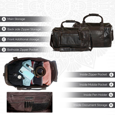 Leather Travel Bag Large - Casual Vintage Look - Leather Greenwood Bag | The Greenwood Leather Online Shop Australia