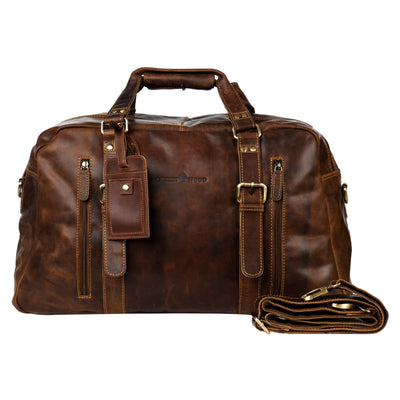 Voyager Leather Weekend Bag β Full Grain Oil Pull-Up Leather Travel Duffel (Sandal) - Greenwood Leather
