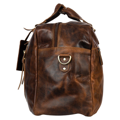 Voyager Leather Weekend Bag β Full Grain Oil Pull-Up Leather Travel Duffel (Sandal) - Greenwood Leather