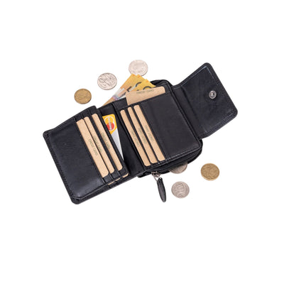 Women's Leather Wallet Tina - Black - Greenwood Leather