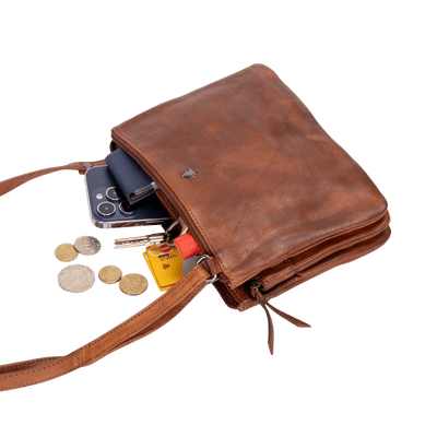 Women's Shoulder Bag Hastings Cognac - Greenwood Leather