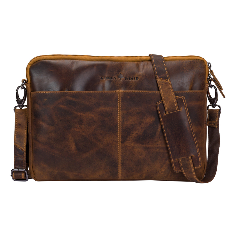 Leather Laptop Sleeve - MacBook Pro/Air 13 / 15 / 16 inch sleeve with Strap - Camel - Greenwood Leather