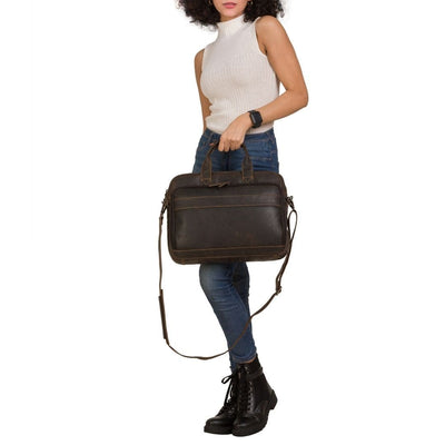 Apollo Full - Grain Leather Briefcase – Classic Work & Travel Bag for Men & Women - Greenwood Leather