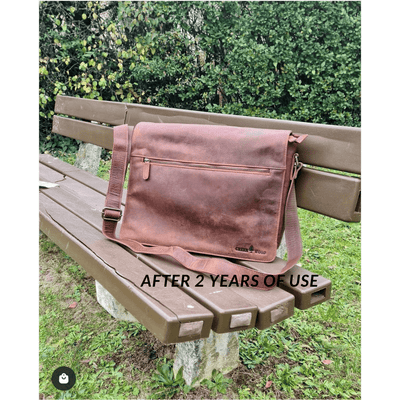 Greenwood Leather Richard Laptop Bag – Waxed Pull - Up Leather Messenger for 16” Laptop - Greenwood Leather