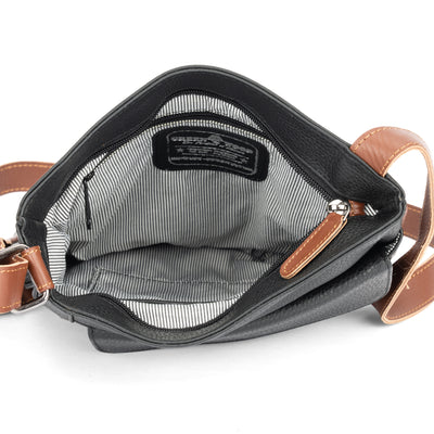 Ladies Cross Body Leather Bag Prelude - Black - Leather Greenwood Bag | The Greenwood Leather Online Shop Australia