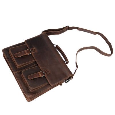 Josh Full - Grain Leather Briefcase – Large Business Shoulder Bag for Men & Women - Greenwood Leather - Greenwood Leather