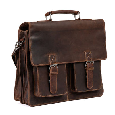 Josh Full - Grain Leather Briefcase – Large Business Shoulder Bag for Men & Women - Greenwood Leather - Greenwood Leather