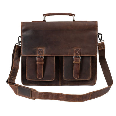 Josh Full - Grain Leather Briefcase – Large Business Shoulder Bag for Men & Women - Greenwood Leather - Greenwood Leather