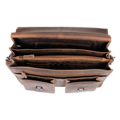 Josh Full - Grain Leather Briefcase – Large Business Shoulder Bag for Men & Women - Greenwood Leather - Greenwood Leather