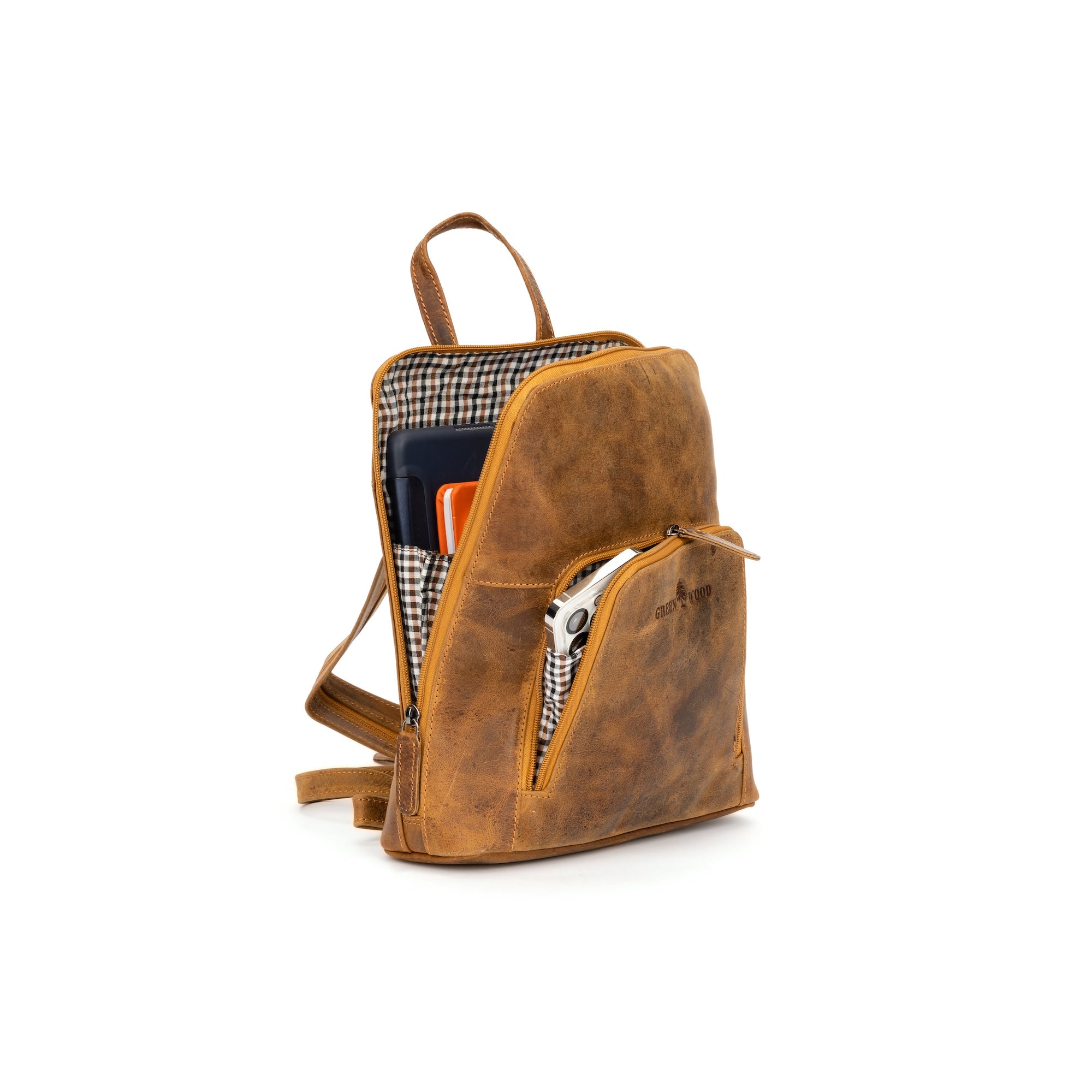 Womens Leather Backpack Sunbury - Camel - Greenwood Leather