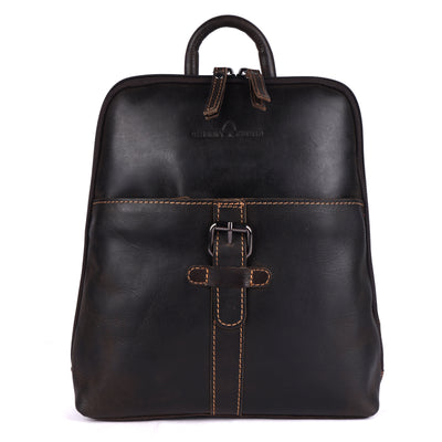 Greenwood Hartley Genuine Leather Backpack | Vintage Dark Brown Handmade Travel & Everyday Bag
