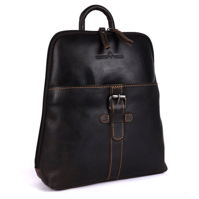 Greenwood Hartley Genuine Leather Backpack | Vintage Dark Brown Handmade Travel & Everyday Bag