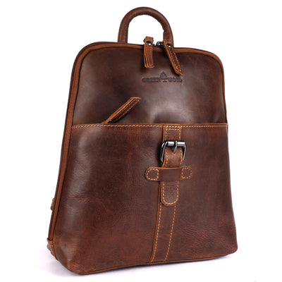 Greenwood Hartley Genuine Leather Backpack | Vintage Brown Handmade Travel & Everyday Bag