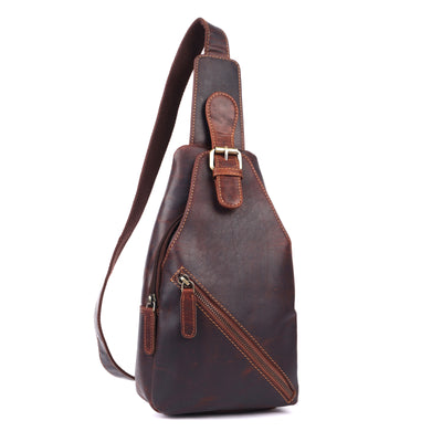 Jasper – Vintage Leather Crossbody Sling Bag for Men Brown
