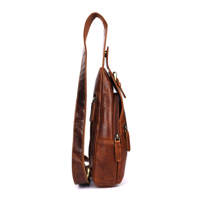 Jasper – Vintage Leather Crossbody Sling Bag for Men Tan