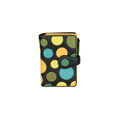 Colorful Polka Dot Leather Wallet, Handcrafted Genuine Leather, Medium Coin Zip Purse - Greenwood Leather