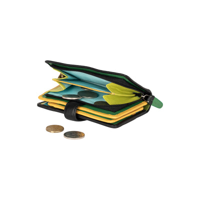 Colorful Polka Dot Leather Wallet, Handcrafted Genuine Leather, Medium Coin Zip Purse - Greenwood Leather