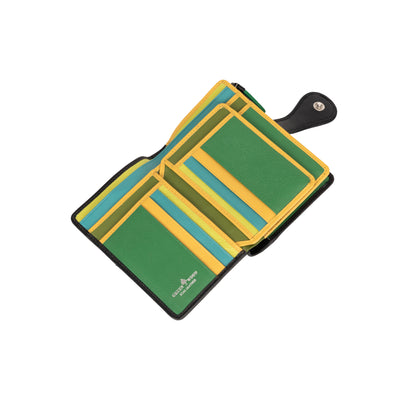 Colorful Polka Dot Leather Wallet, Handcrafted Genuine Leather, Medium Coin Zip Purse - Greenwood Leather