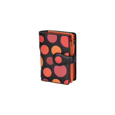 Colorful Polka Dot Leather Wallet Medium Coin Zip Purse RFID Safe - Greenwood Leather