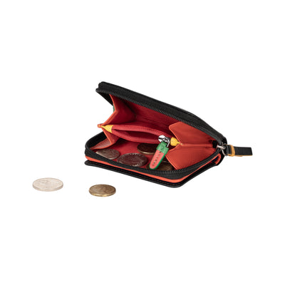 Colorful Polka Dot Leather Wallet Medium Coin Zip Purse RFID Safe - Greenwood Leather