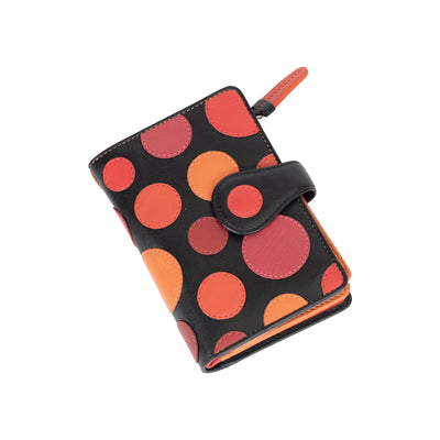 Colorful Polka Dot Leather Wallet Medium Coin Zip Purse RFID Safe - Greenwood Leather
