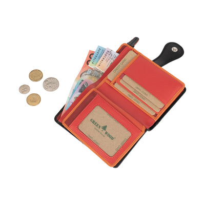 Colorful Polka Dot Leather Wallet Medium Coin Zip Purse RFID Safe - Greenwood Leather