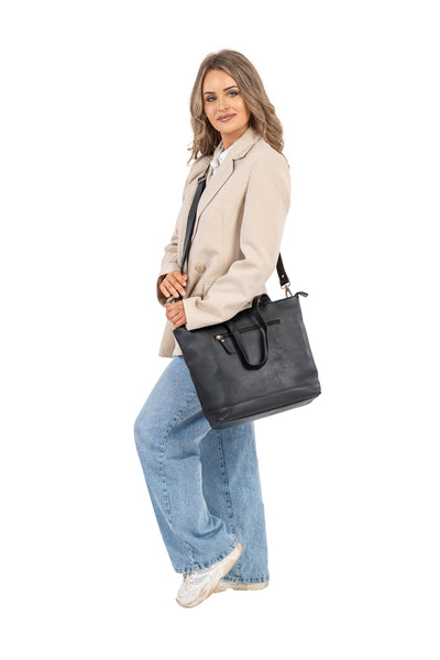 Greenwood Leather “Rowan” Tote Bag – Full-Grain Leather Shoulder & Crossbody