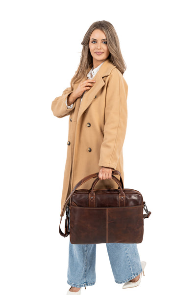 Leather Laptop Bag “Regent”  – Full-Grain Leather Briefcase (17")