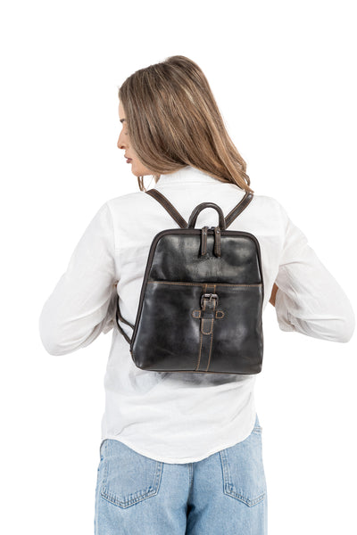 Greenwood Hartley Genuine Leather Backpack | Vintage Dark Brown Handmade Travel & Everyday Bag