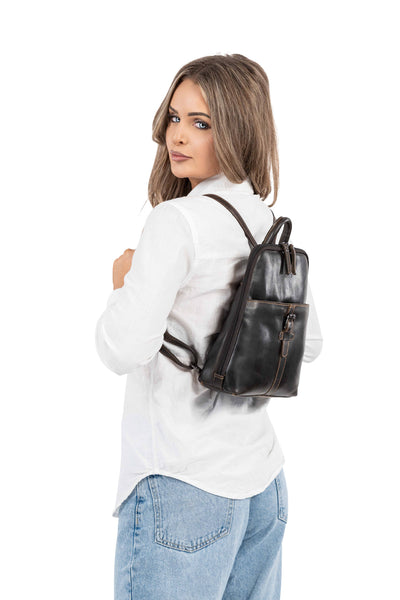 Greenwood Hartley Genuine Leather Backpack | Vintage Dark Brown Handmade Travel & Everyday Bag