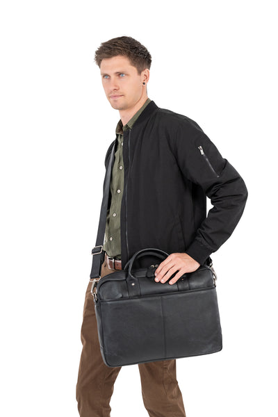 Leather Laptop Bag “Regent”  – Full-Grain Leather Briefcase (16")
