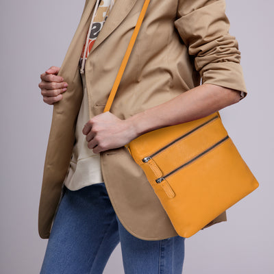 Leather Crossbody Purse - Yellow - Leather Greenwood Bag | The Greenwood Leather Online Shop Australia