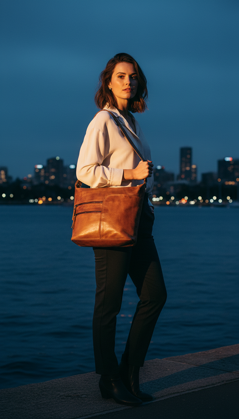 Greenwood Leather Shoulder bag Bianca - Cognac