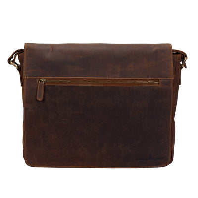 Greenwood Leather Richard Laptop Bag – Waxed Pull-Up Leather Messenger for 16” Laptop