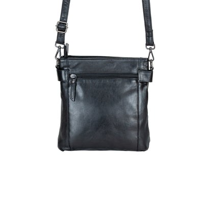 Leather Shoulder Bag 'Isalie' Black - Greenwood Leather