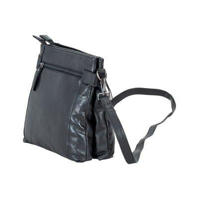 Leather Shoulder Bag 'Isalie' Black - Greenwood Leather