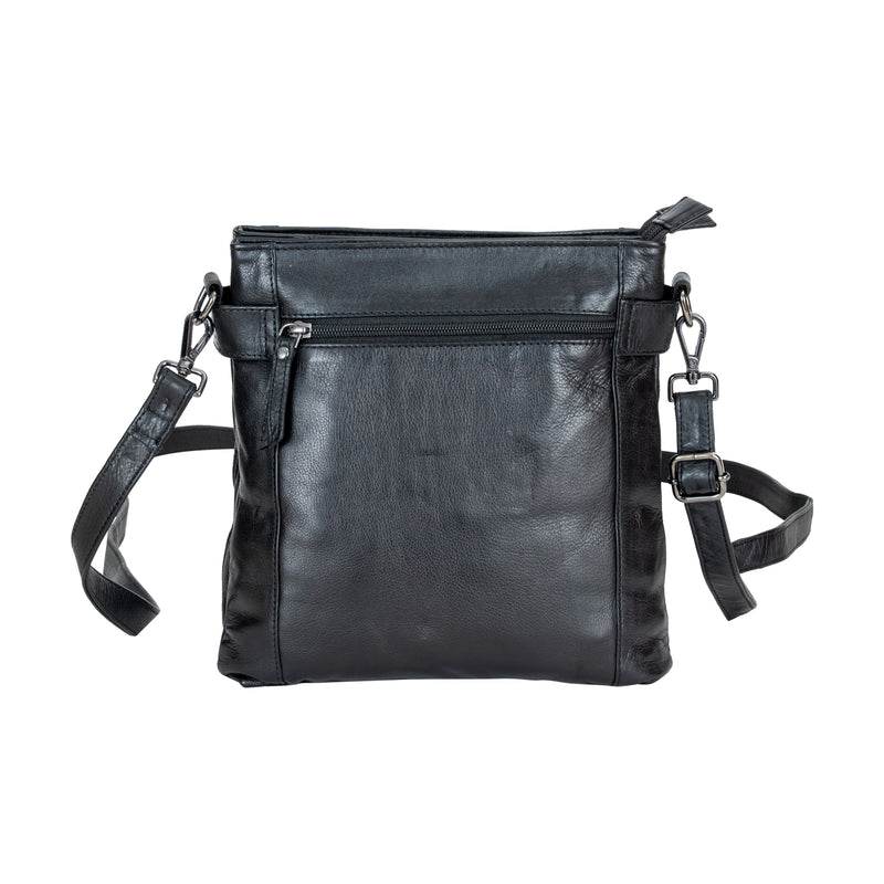 Leather Shoulder Bag 'Isalie' Black - Greenwood Leather