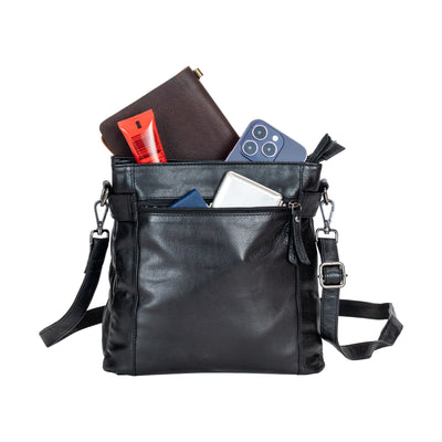 Leather Shoulder Bag 'Isalie' Black - Greenwood Leather