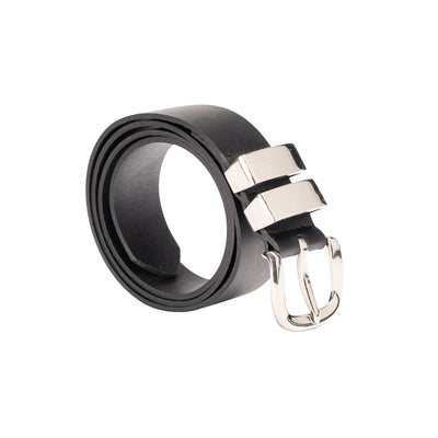 Leather Belt Black with Sliver Buckle - Johnny - Leather Greenwood Bag | The Greenwood Leather Online Shop Australia