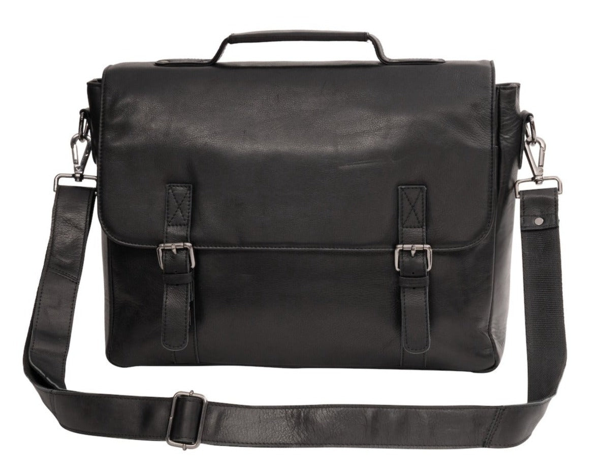 Leather Laptop Bag Portland - Black - Leather Greenwood Bag | The Greenwood Leather Online Shop Australia