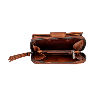 Women's Leather Wallet Moon GW2268 Cognac