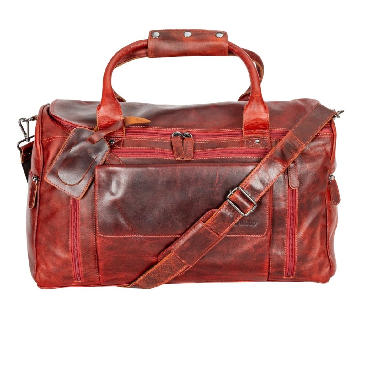 Leather Travel Bag Large - Casual Vintage Look Rosewood