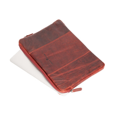 Rory – Handmade Leather Laptop Cover, Unisex Document Sleeve, Red