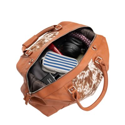 Outback Hair-On Duffle – Tan Leather & Cowhide Travel Bag
