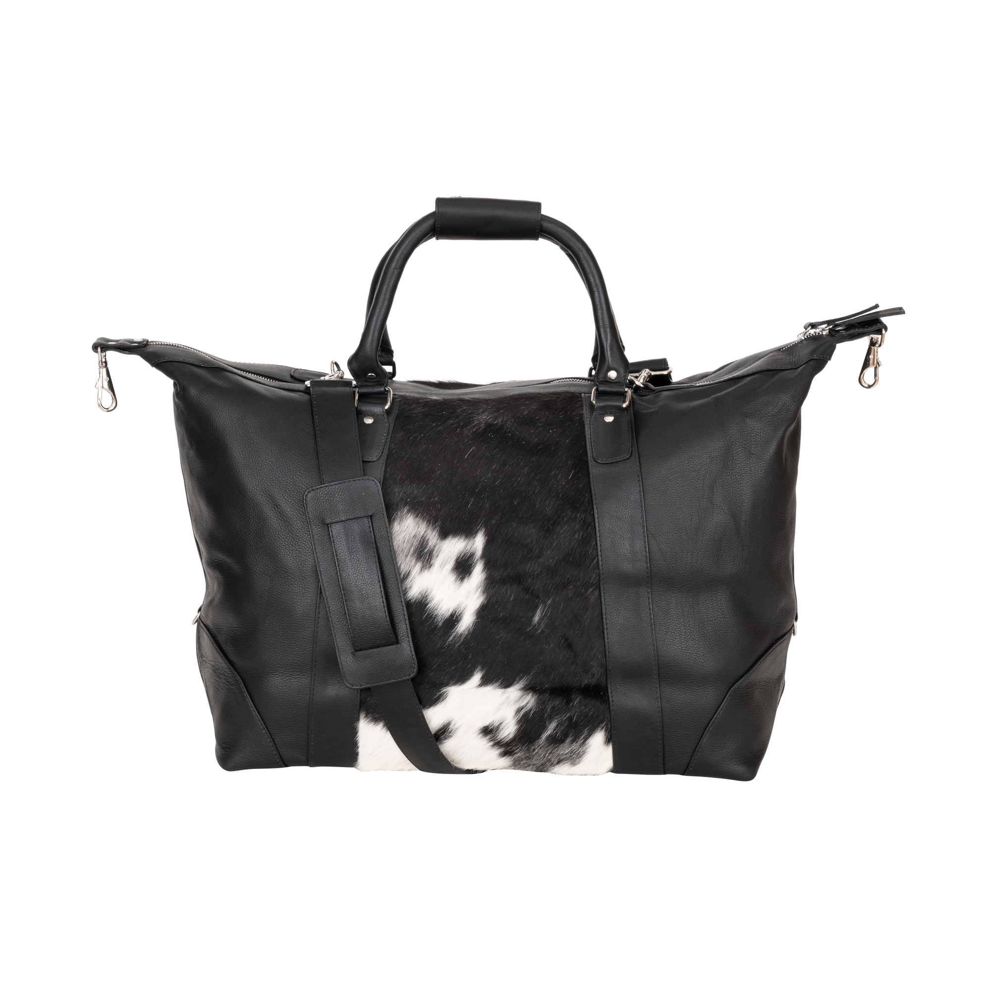 Sable Hair-On Duffle – Black Leather & Cowhide Weekender