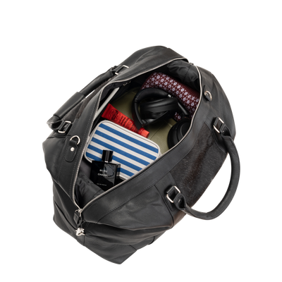 Sable Hair-On Duffle – Black Leather & Cowhide Weekender