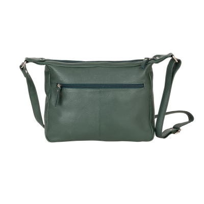 Aspen Multi-Pocket Leather Crossbody Bag – Evergreen